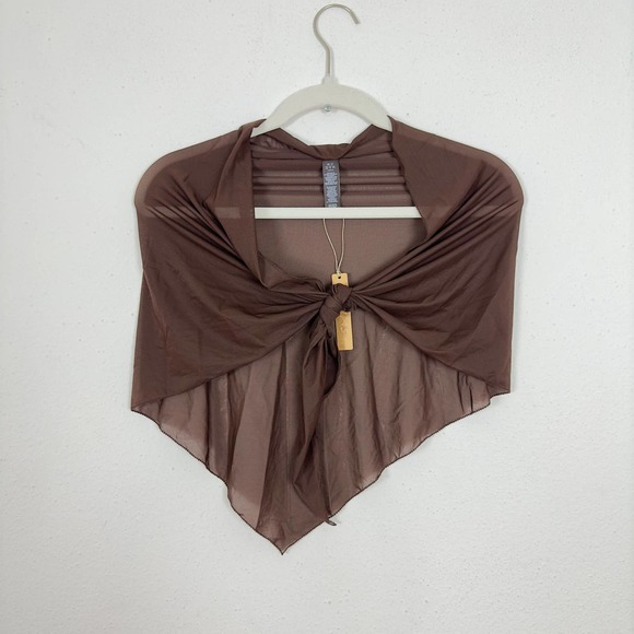 NWT SKIMS Mesh Tie Sarong Mini Skirt Cover Ups in Cocoa Size S/M - Picture 4 of 5